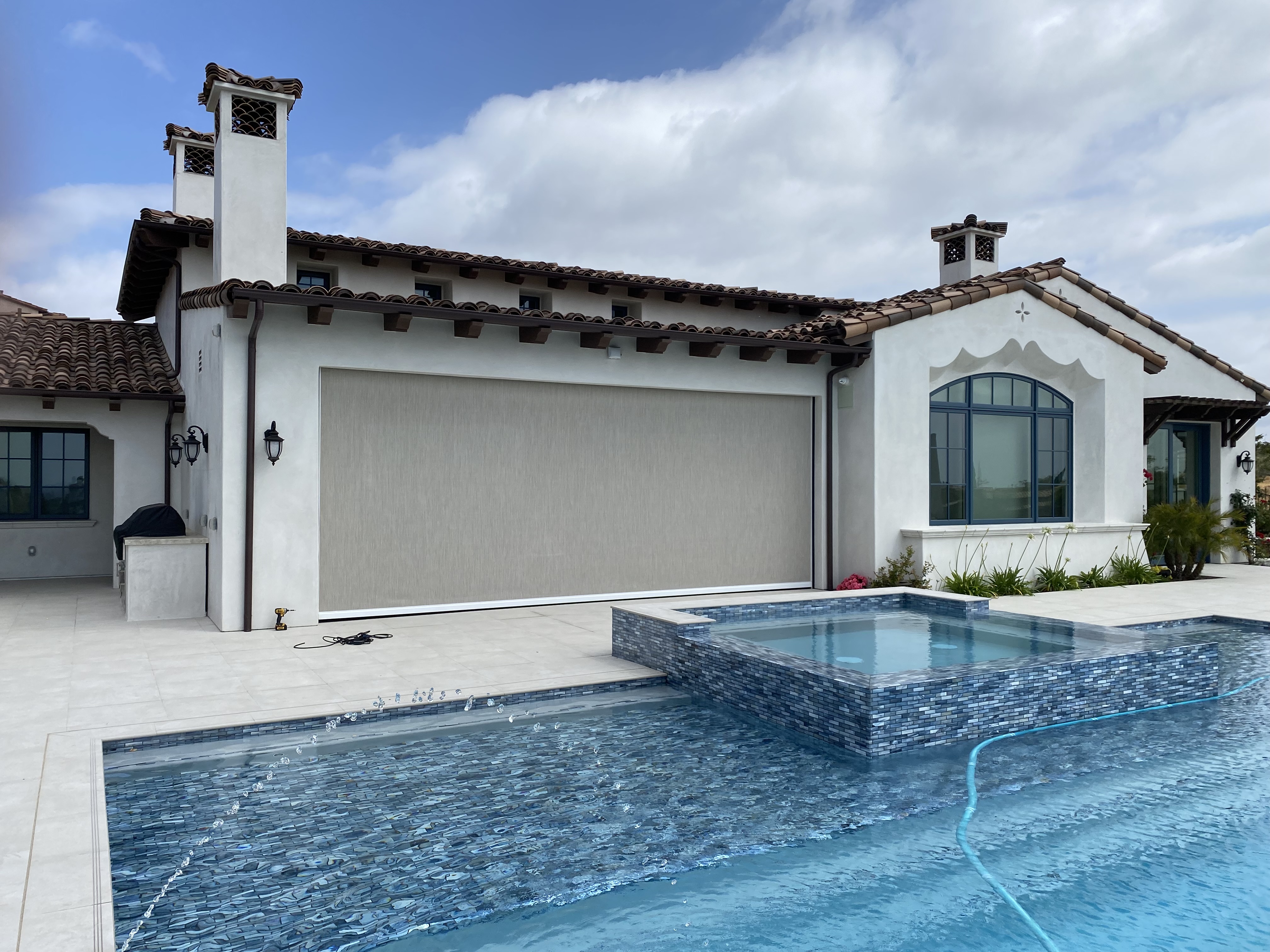 Outdoor Shades - Motorized Pool Shade